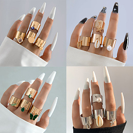 Наборы колец из сплава, со стразами и смолой