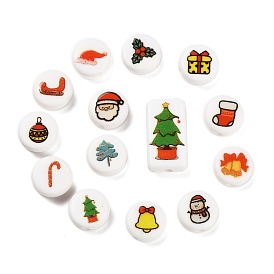 Christmas Theme Printed Opauqe Acrylic Beads