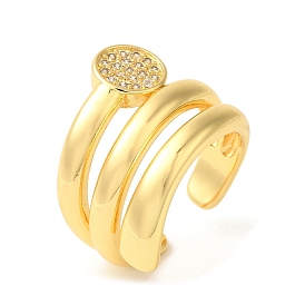 Круглые латунные открытые манжеты с микропаве и прозрачным фианитом, многослойное кольцо для женщин, без свинца и без кадмия