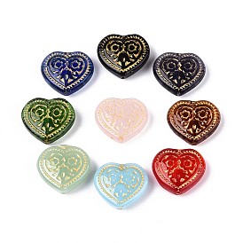 Стеклянные бусины, Сердце со цветками , золотой металл обвитыми