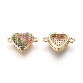 Brass Cubic Zirconia Links Connectors, Heart