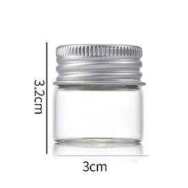Clear Glass Bottles Bead Containers, Screw Top Bead Storage Tubes with Aluminum Cap, Column