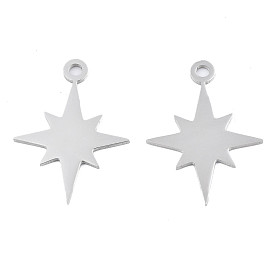 201 Stainless Steel Pendants, Laser Cut, Star