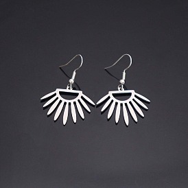 304 Stainless Steel Dangle Earrings, Fan