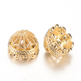 Сплав бусинки крышка горный хрусталь настройки, кисточка крышка под залог, без кадмия и без свинца, полукруглые / купольные