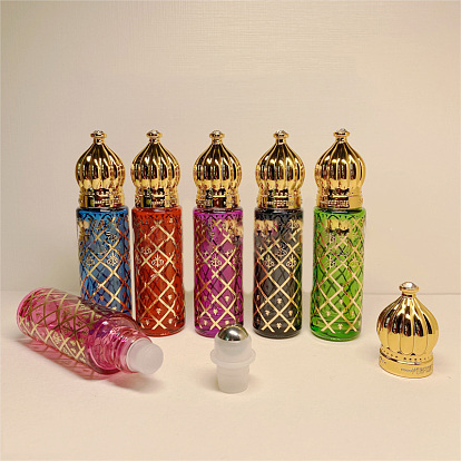 Arabian Style Glass Roller Ball Bottles, Essential Oil Refillable Bottle, for Personal Care