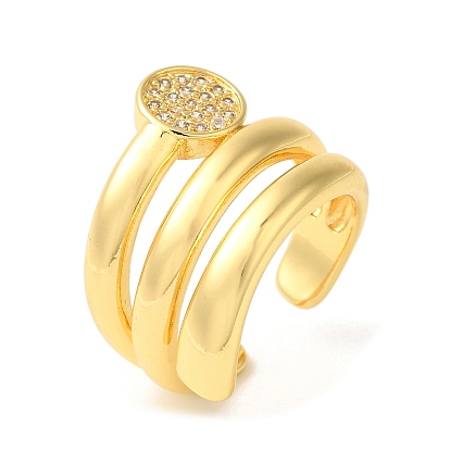 Круглые латунные открытые манжеты с микропаве и прозрачным фианитом, многослойное кольцо для женщин, без свинца и без кадмия