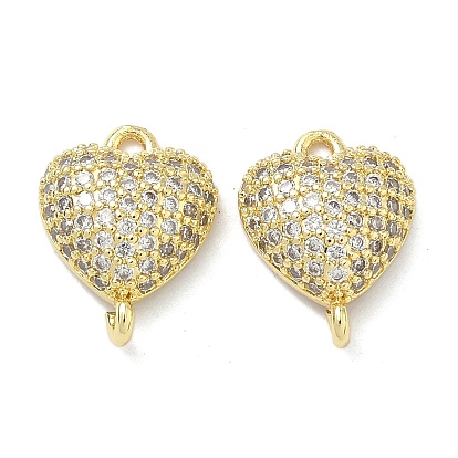 Подвески в форме сердца из латуни с микро-паве и прозрачным кубическим цирконием, без кадмия и без свинца, долговечный, стойки покрытие