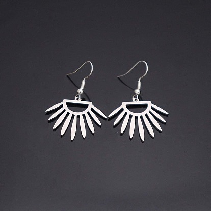 304 Stainless Steel Dangle Earrings, Fan