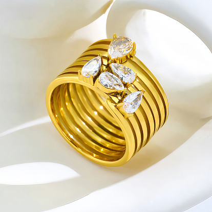 Многослойные 304 кольца из нержавеющей стали и кубического циркония, слеза