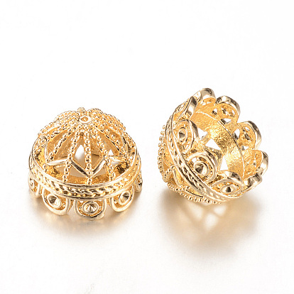 Сплав бусинки крышка горный хрусталь настройки, кисточка крышка под залог, без кадмия и без свинца, полукруглые / купольные