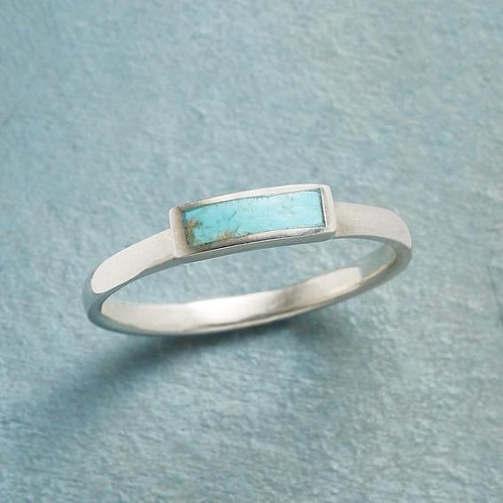 Кольца из ретро-сплава и бирюзы, Кольцо и прямоугольник