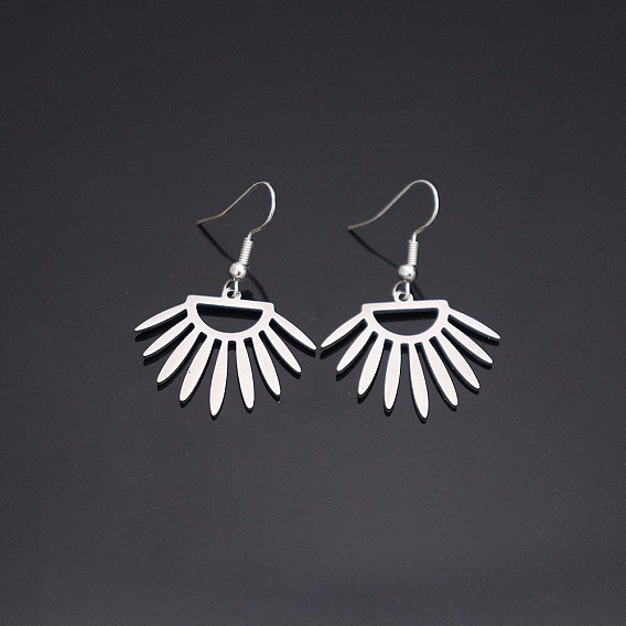 304 Stainless Steel Dangle Earrings, Fan