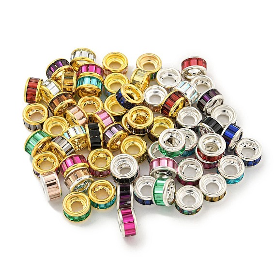 Латуни европейского бисера, со стеклом, бусины с большим отверстием, долговечный, без свинца и без кадмия, плоско-круглые