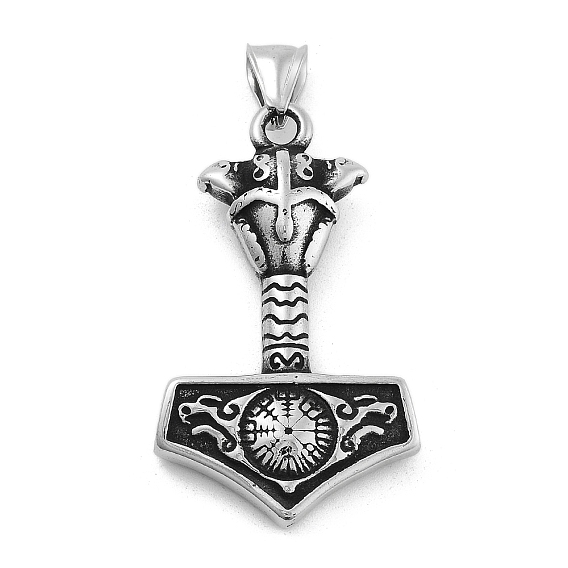 Викинг 304 подвески из нержавеющей стали, Мьёльнир Молот Тора с вегвизиром и оберегом ворона
