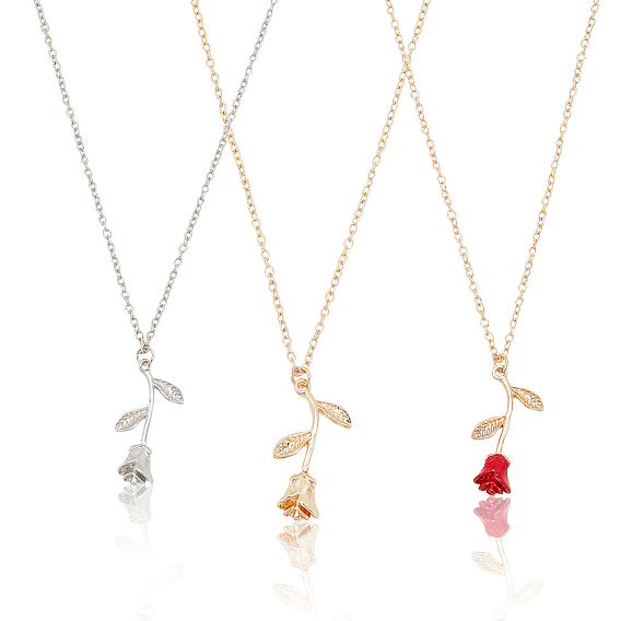 3шт 3 цвет цинковый сплав роза жизни кулон ожерелья набор для женщин