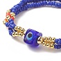 3Pcs 3 Color Evil Eye Lampwork & Glass Seed & Brass Beaded Triple Layer Multi-strand Bracelets Set for Women