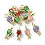 12Pcs 4 Colors Rack Plating Alloy Enamel Charms, Flower Charms, Cadmium Free & Nickel Free & Lead Free, Light Gold