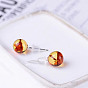 Resin Round Ball Stud Earrings with Sterling Silver Pins for Women