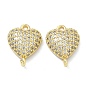 Подвески в форме сердца из латуни с микро-паве и прозрачным кубическим цирконием, без кадмия и без свинца, долговечный, стойки покрытие