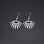 304 Stainless Steel Dangle Earrings, Fan