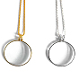 Flat Round Glass Magnifying Pendant Necklace, Zinc Alloy Rope Chain Necklace