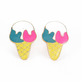 Ice Cream Enamel Pin, Food Alloy Brooch for Backpack Clothes, Cadmium Free & Lead Free, Light Gold