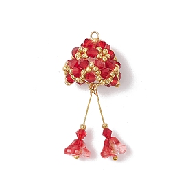 Стеклянные подвески, Рождественский колокольчик, со стеклянными жемчужными бусинами и 304 петлей из нержавеющей стали, граненые