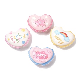 Печатные непрозрачные акриловые бусины, сердце