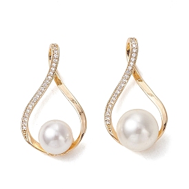 2 кулоны из латуни с прозрачным кубическим цирконием, слезинки, с оболочкой жемчуг