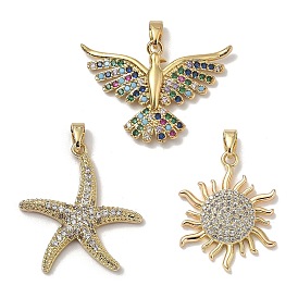 Латунные микропаве прозрачные подвески с фианитом, золотые