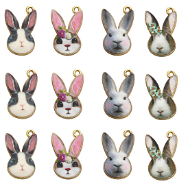 40 шт 4 стили подвески из сплава эмали, кролик, золотой свет