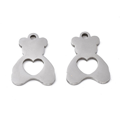 201 Stainless Steel Charms, Laser Cut, Bear