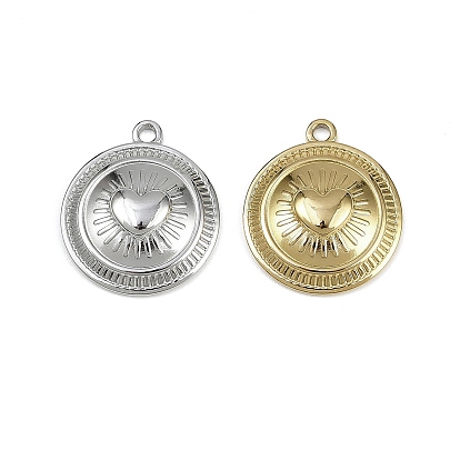 304 подвески из нержавеющей стали, плоский круглый с подвеской в виде сердца