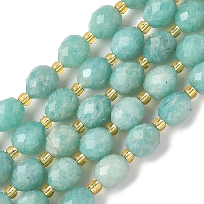 Природных амазонит бисер нитей, граненые, рис, с бисером
