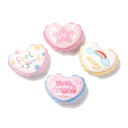 Печатные непрозрачные акриловые бусины, сердце