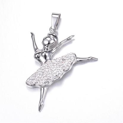 316 большие подвески из хирургической нержавеющей стали, со стразами, балерина