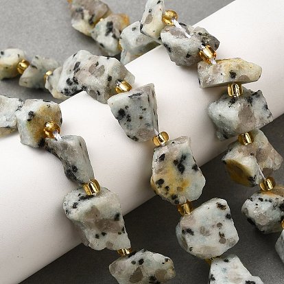 Необработанные грубые натуральные нити из яшмы, самородки, с бисером