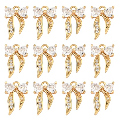 10Шармы из латуни с кубическим цирконием, бантом