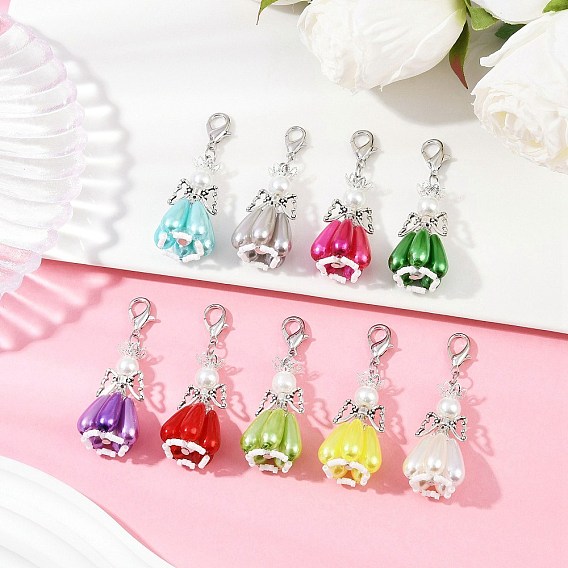 Ангел ручной работы стеклянные бусины и акриловые подвески украшения, Сплав с застежками когтя омара