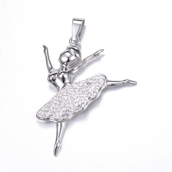 316 большие подвески из хирургической нержавеющей стали, со стразами, балерина