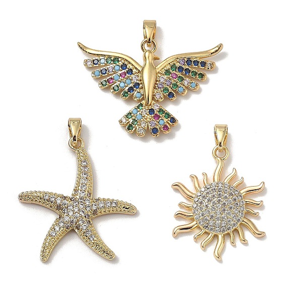 Латунные микропаве прозрачные подвески с фианитом, золотые