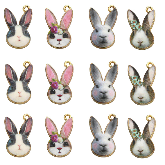 40 шт 4 стили подвески из сплава эмали, кролик, золотой свет