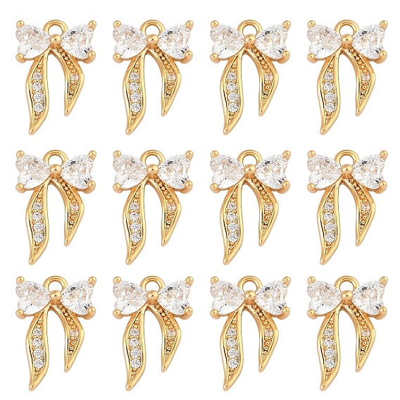 10Шармы из латуни с кубическим цирконием, бантом