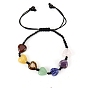 Natural Mixed Gemstone Heart Braided Bead Bracelet, Adjustable Bracelet