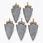 Non-magnetic Synthetic Hematite Pendants, with Golden Tone Brass Findings, Matte Style, Arrows