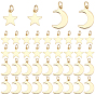 80 piezas 2 estilo 201 colgantes de acero inoxidable, con 304 anillos de salto de acero inoxidable, la luna y las estrellas