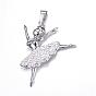 316 большие подвески из хирургической нержавеющей стали, со стразами, балерина