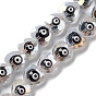 Transparent Evil Eye Glass Beads Strands, with Enamel, Faceted, Heart