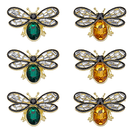 6 шт. 2 цвета пчелы сплава стразы броши на лацкан для рюкзака одежды
